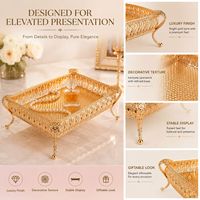 Plateau de service décoratif en métal doré avec poignées, plateau de présentation sur pieds pour mariage, thé, café, décoration intérieure, vente en gros