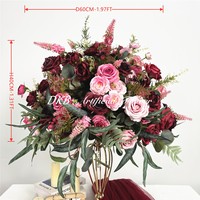 Décoration florale romantique pour la Saint-Valentin, boule de fleurs blanche, verte et rose de 70 cm, centre de table, boule de fleurs en soie faite à la main