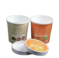 Tigela De Sopa Descartável de Papel Kraft Rodada Xícara de Creme de Gelo Almoço Salada de Alimentos Copo de Papel com Tampas