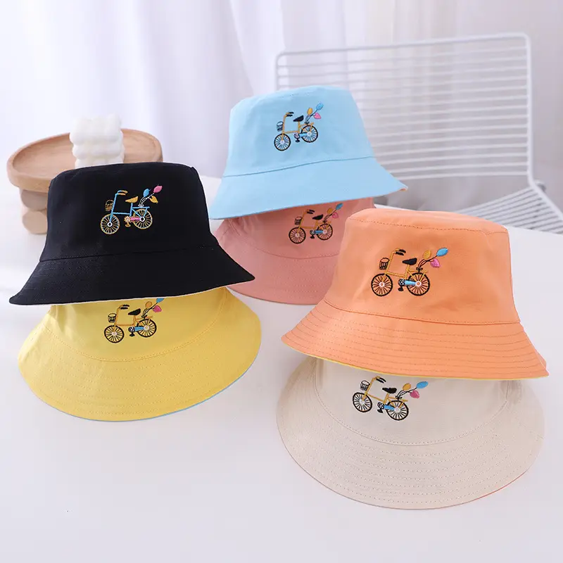 Wholesale Unisex Toddler Sun Hat for Girls Boys Baby Sun Protection Solid Color Cotton Beach Cap 2-7 Years Kids Bucket Hat