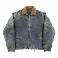 Blouson en jean vintage surdimensionné brodé avec patchs, style streetwear, pour l'hiver, vente en gros