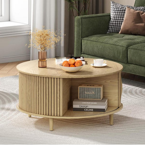 Mittelalterlicher Stil Massivholz Klappbarer Couchtisch, Luxuriöser Antiker Platzsparender Beistelltisch mit Stauraum für Kleine Wohnungen - Product Image 4