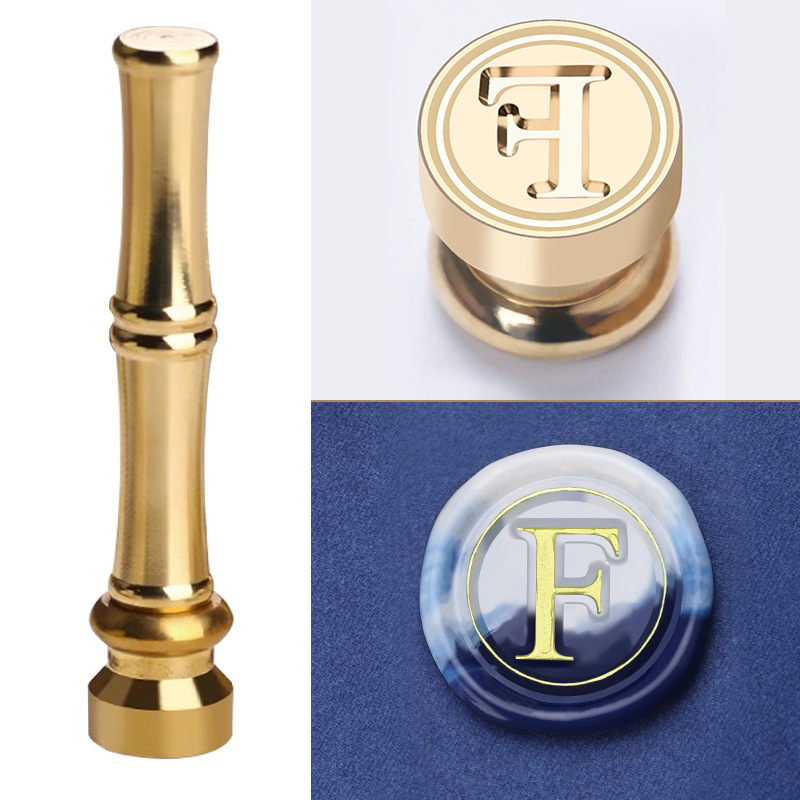 Single-stamp letter F (mini copper head bamboo joint handle)