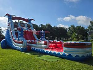 สไลเดอร์น้ำแบบเป่าลมสองเลน Star Spangled Splash สูง 40 ฟุต พร้อมสระว่ายน้ำ - Product Image 3