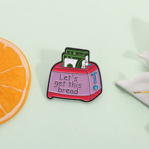 Lets mendapatkan ini roti Enamel Pin lucu uang pemanggang bros kartun dolar lencana hadiah perhiasan grosir pasokan - Product Image 2