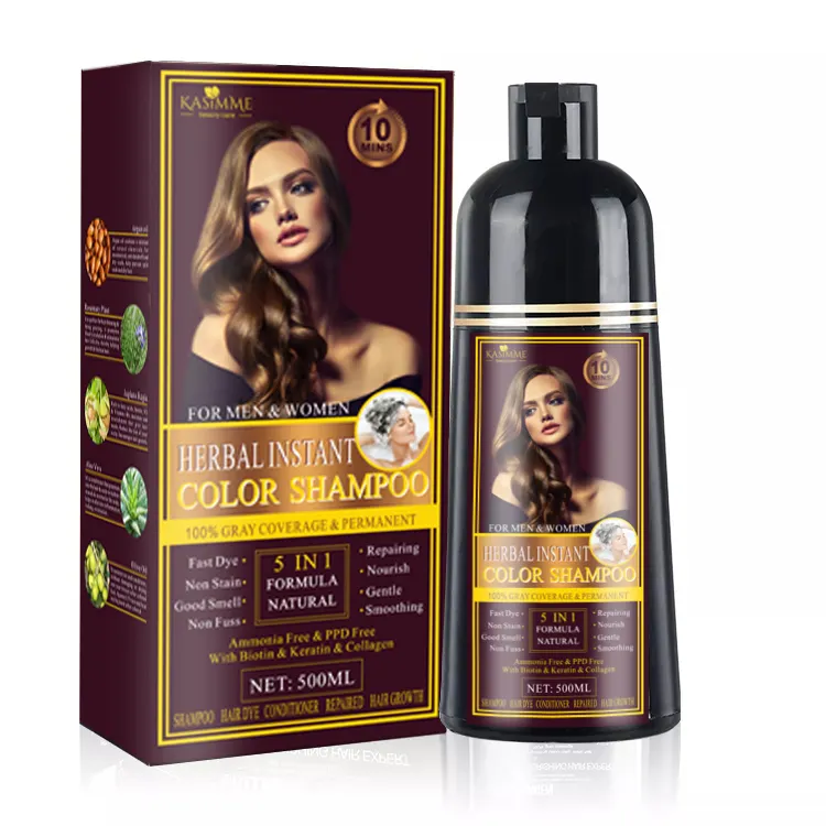 Shampoo colorante per capelli colorante per capelli 5 In 1 permanente biologico al 100%