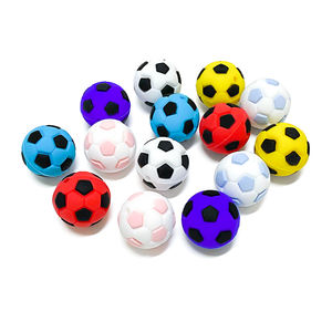 Perles en silicone de qualité alimentaire en forme de ballon de football certifiées CE/EN71/CPSIA/AU pour la fabrication de chaînes de sucettes, bracelets, colliers, porte-clés pour bébés - Product Image 1