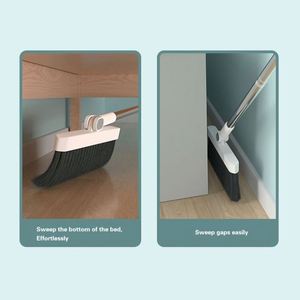 Juego de recogedor y <span class=keywords><strong>escoba</strong></span> giratorio 180 grados con mango largo y cabezal de plástico para limpieza de suelos en oficinas y hogares - Product Image 4