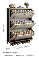 Meuble d'entrée moderne Dareko grande capacité, étagère à chaussures ultra-mince en MDF, style Tucker, pliable, gain de place, pour salon