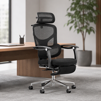 Chaise de bureau moderne en maille, hauteur réglable, fonction d'inclinaison, repose-pieds, pivotante, appuie-tête réglable - PP pour la maison, le bureau, l'atelier