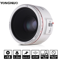 Objectif Photo Standard à Focale Fixe Yongnuo YN50MM F1.8 II Blanc, AF/MF, Distance de Mise au Point de 0,35 m pour Appareil Photo Reflex Numérique Canon