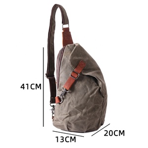 Túi đeo chéo vải bố phủ sáp CHANGRONG dành cho nam, kiểu dáng cổ điển unisex, balo đeo vai có khóa kéo, túi đeo hàng ngày chất liệu polyester - Product Image 5