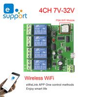 Ewelink DC 5V 7V 12V 24V AC 80-250V 4CH pouces interrupteur autobloquant module de relais wifi synchronisation à distance interrupteur wifi intelligent