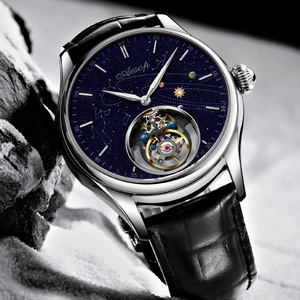 Acier Inoxydable 316L Verre Saphir 55 Heures Hangzhou Mécanique Movt Bleu Grès Étoiles Cadran Volant Tourbillon Montres AESOP - Product Image 5
