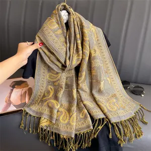 2023 Jacquard Scarf For Women Large Cashmere Feel Reversible Shawl Wraps Soft Scarves Travel Accessories