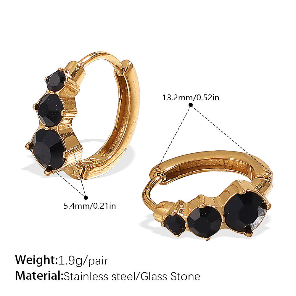 black stone golden small ear ring