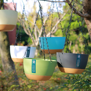 Hanging <b>Basket</b> Flower Pot Resin Self Watering Round Multi Color For Home Balcony Garden Decor - Product Image 3