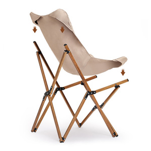 Chaise pliante d'extérieur en alliage d'aluminium, avec finition imitation bois et structure en tube de fer, portable, pour la plage, le camping et la pêche, 53x67.5x80cm, pliable - Product Image 2