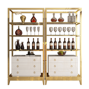 Modern Luxury Shiny golden Design Dubai Display Wine Cabinet Affordable Price Living Room Cabinets