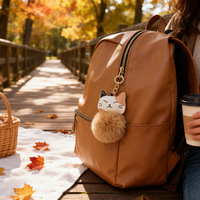 Vente directe usine : Porte-clés et pendentifs pour voiture et sac, chats porte-bonheur mignons avec boule de fourrure premium