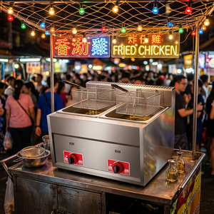 Freidora de Gas de Doble Tanque de 12L de Larga Duración para Pollo y Papas Fritas, Nuevo Equipo para Restaurantes con 1 Año de Garantía - Product Image 5
