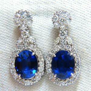 Pendientes de cristal azul zafiro ovalados para mujer, minimalistas, elegantes, accesorios de moda para uso diario - Product Image 1