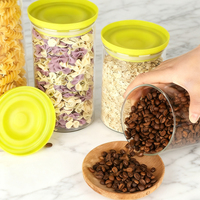YOLOWE HOME Contenants de conservation des aliments en verre hermétiques avec couvercles pour farine, sucre, biscuits, bonbons, épices, noix, grains de café, étiquettes pour le garde-manger