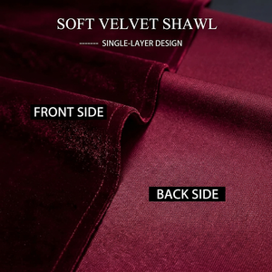 Women Solid Burgundy Velvet <b>Shawl</b> <b>Wrap</b> Long Shoulder Stole for Evening Dress Wedding Party Formal Occasion Wear - Product Image 5