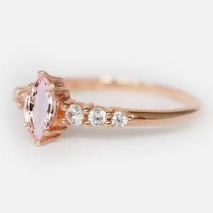 Anillo de compromiso de Plata de Ley 925 con diseño minimalista para mujer, sortija de corte <span class=keywords><strong>Marquesa</strong></span>, morganita rosa - Product Image 2