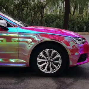 Iridescência filme cromado espelho holográfica, arco-íris, cromado, vinil, envoltório para carro