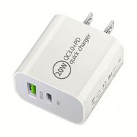 Chargeur rapide PD 20W, type C et port USB, adaptateur multiple, chargeur mural de voyage pour téléphone portable, UE, États-Unis