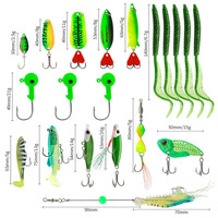 Ensemble de 24 leurres de pêche en boîte mystère, cadeau surprise de Noël, kit de leurres souples et de poppers