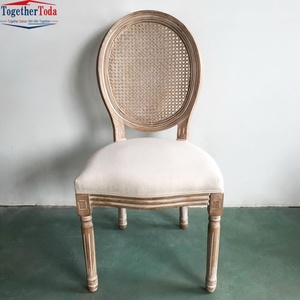 Silla de Comedor Redonda de Ratán con Respaldo, Estilo Mediterráneo Europeo, de Madera Maciza, Retro, de Lujo, para Hoteles y Restaurantes - Product Image 2