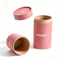 Emballage personnalisé en tube de papier cylindrique, boîte en papier ronde avec logo en relief de fraise pour boisson solide, thé, cosmétique, coffret cadeau
