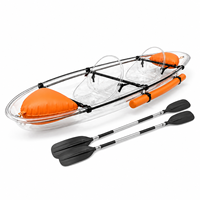 Kayak transparent pour 2 personnes, coque en PC, structure en alliage d'aluminium, bateau pour location en station balnéaire et tourisme nautique