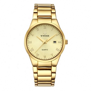 Montre à quartz pour homme OEM ODM en or, bracelet en acier inoxydable, cadran à chiffres romains, affichage du calendrier, montre-bracelet décontractée et professionnelle, étanche - Product Image 2