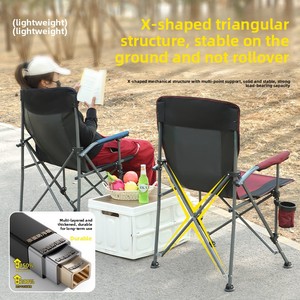 <span class=keywords><strong>Chaise</strong></span> pliante métallique d'extérieur 2025 avec accoudoirs, sangle dorsale, porte-gobelet, poche latérale, <span class=keywords><strong>chaise</strong></span> de camping et de directeur, idéale pour l'extérieur - Product Image 3
