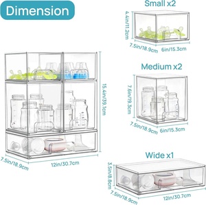 Organisateur de biberons <span class=keywords><strong>en</strong></span> plastique PP, empilable, tiroirs transparents, pour comptoir, coiffeuse, bureau, design moderne et écologique - Product Image 2