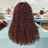Peluca de encaje frontal HD sin pegamento, 200% de densidad, cabello humano virgen vietnamita, peluca completa de encaje 13x4 rizada marrón birmana al por mayor para mujer