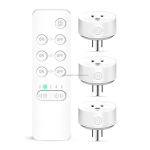 Kit de interruptor de luz liga/desliga com controle remoto sem fio, 100 pés, faixa RF, 15A, compatível com tomada elétrica, interruptor de luz