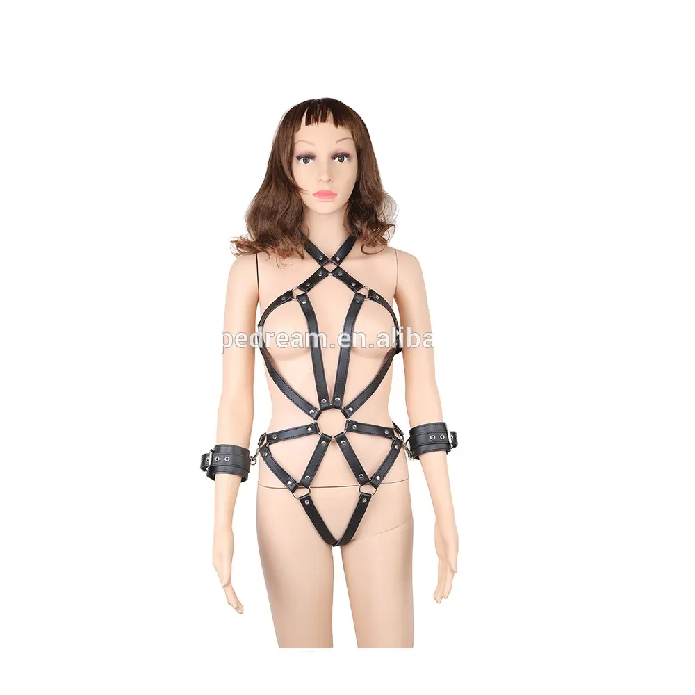 Lederen Harnas Vrouwelijke Kuisheidsgordel Sexy Lingerie Bondage Kleding Voor Sex Bdsm Fetisj