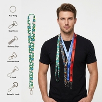 Lanière en polyester sublimé couleur pleine 3/4 po avec crochet, porte-clés durable