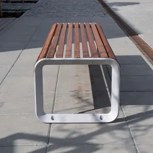 Custom Urban Furniture Garden Outdoor Street Metal Steel Bench Chair Decorative Park Long Bench Seat