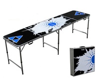 YILU Tasses à bière-pong en aluminium pliantes de 8 pieds Table de bière-pong portable pour fête Table de jeu à boire avec trous
