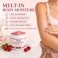 Crème corporelle fouettée à la framboise botanique certifiée GMPC, mélange de beurre de karité, hydratation intense pour femmes adultes