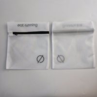 Petit sac à linge avec logo, en polyester blanc, maille fine, sac à linge avec fermeture éclair pour machine à laver