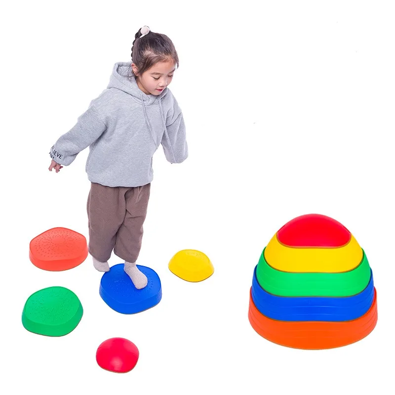 5 PCS Rainbow Crossing River Stepping Stones Crianças Portable Stackable Wave Blocks para Balance Coordenação Brinquedos