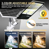 Projecteur Solaire Tri-Couleurs 360W Éclairage Extérieur de Jardin Étanche en Aluminium Lumière Chaude et Froide Lampadaire Solaire à LED