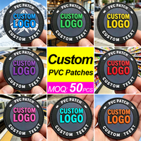 Patchs ronds en silicone PVC 3D personnalisés avec logo en relief, auto-adhésifs, pour vêtements, badges en caoutchouc