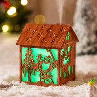 Humidificateur d'air de bureau à domicile, cadeau de Noël, décoration, couleur bois, maison, lumière nocturne à 7 couleurs éblouissantes, ambiance